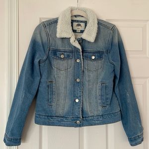 NWOT Sherpa Distressed Denim Jacket